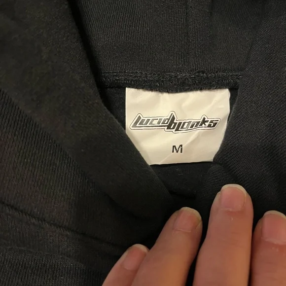 NIP Lucid Blanks Black Heavy 600 GSM Fleece Hoodie Size Medium M - Picture 6 of 7